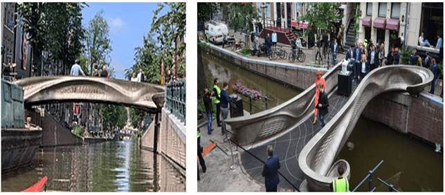 A group of people standing next to a canal

Description automatically generated