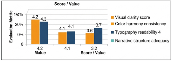 Comparative Evaluation Scores of Visual Design Quality Metrics for AI-Generated Infographics