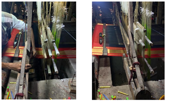A collage of a person working on a loom

Description automatically generated