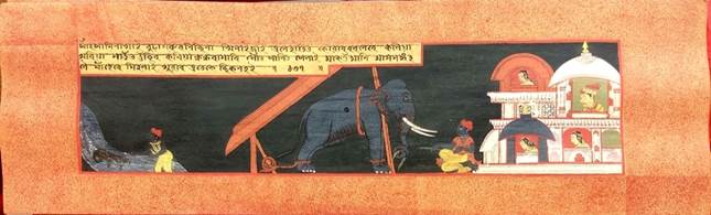 An elephant with tusks and tusks

Description automatically generated