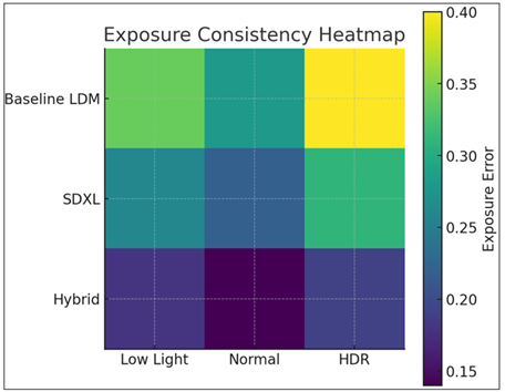 Exposure error comparison across models under different lighting conditions.”