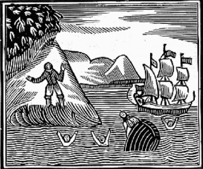 A black and white drawing of a person on a sailboat

Description automatically generated