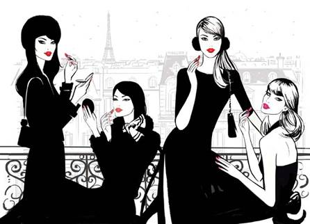 A group of women in black dresses

Description automatically generated