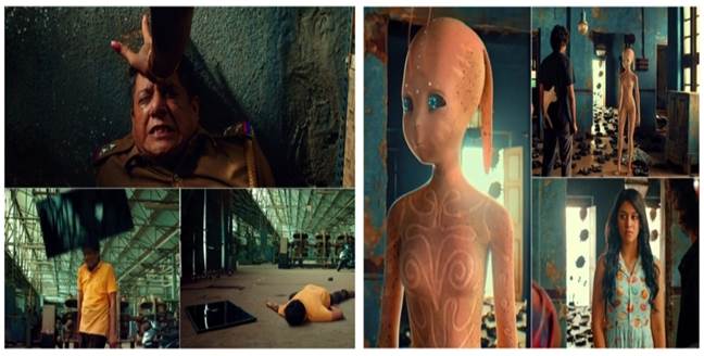 A collage of a person with a alien body

Description automatically generated