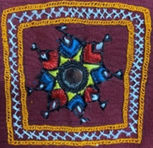 A close-up of a colorful design

Description automatically generated