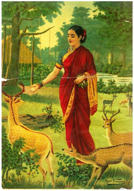 Varma, R. R (1900). Sita and the Golden Deer. Copyright by