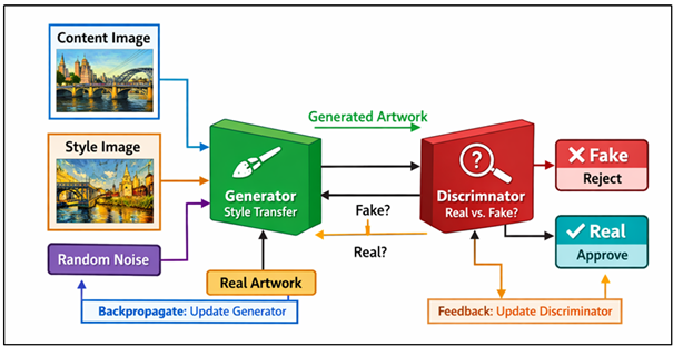 Generative Adversarial Network (GAN) Architecture for Artistic Style Synthesis in Digital Illustration