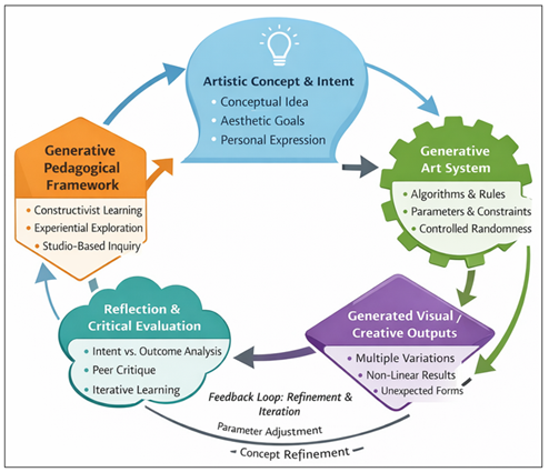 Conceptual Block Diagram Illustrating Generative Art as a Process-Oriented Pedagogical Framework