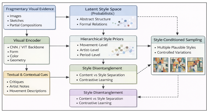 Hierarchical AI-Based Modeling of Modernist Styles