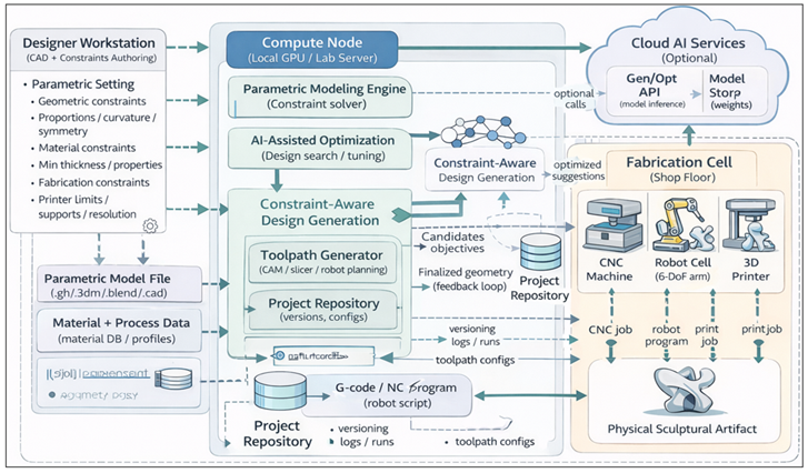 Fabrication-oriented diagram showing constraint propagation from design to production