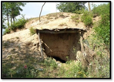 A cave in the dirt

Description automatically generated