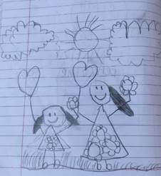 A drawing of two girls

Description automatically generated