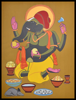 A painting of an elephant holding an ax

Description automatically generated